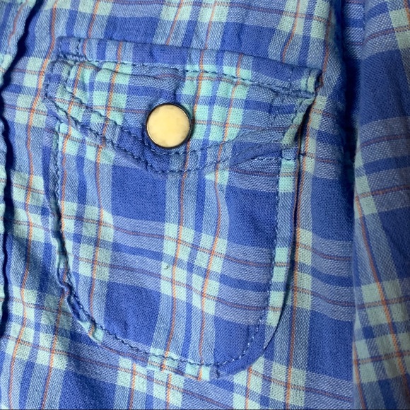 H&M- Blue Plaid Long Sleeve Button Up 1.5-2yrs - Picture 3 of 9